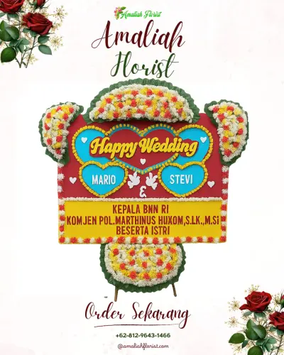 Karangan Papan Bunga Pernikahan di Papanggo